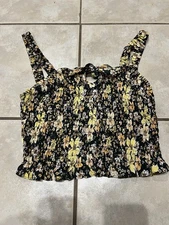 Sienna Sky Womens tank top Size Medium Black Floral Sleeveless XL