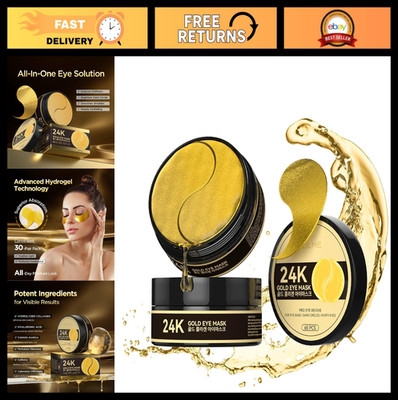 24K Gold Hydrogel Under Eye Patches - Firming, Hydrating, Dark Circle Treatment,