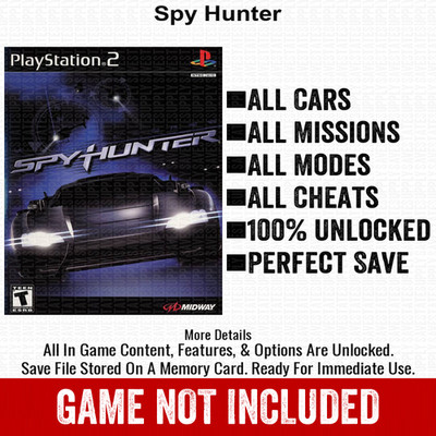 Spy Hunter 100% PS2 Memory Card All CHEATS ITEMS