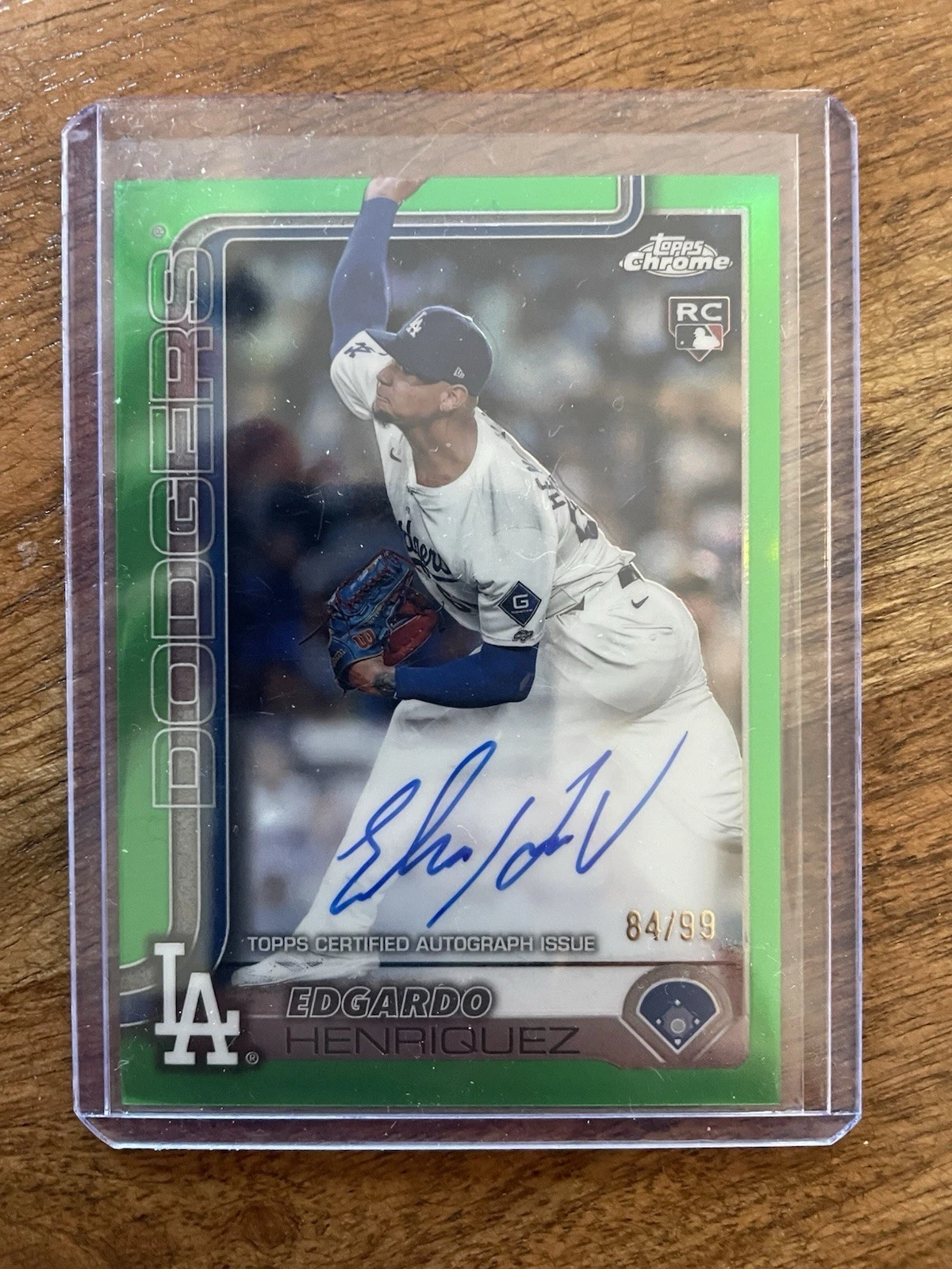 2025 Topps Chrome Green #RA-EH Edgardo Henriquez RC Rookie Auto /99 Dodgers HD