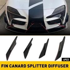 4pcs Glossy Black Car Bumper Fin Canard Splitter Diffuser Valence Spoiler Lip