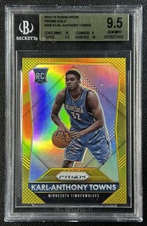 KARL ANTHONY TOWNS BGS 9.5 2015 16 PANINI PRIZM #328 ROOKIE TRUE GOLD RC 06/10