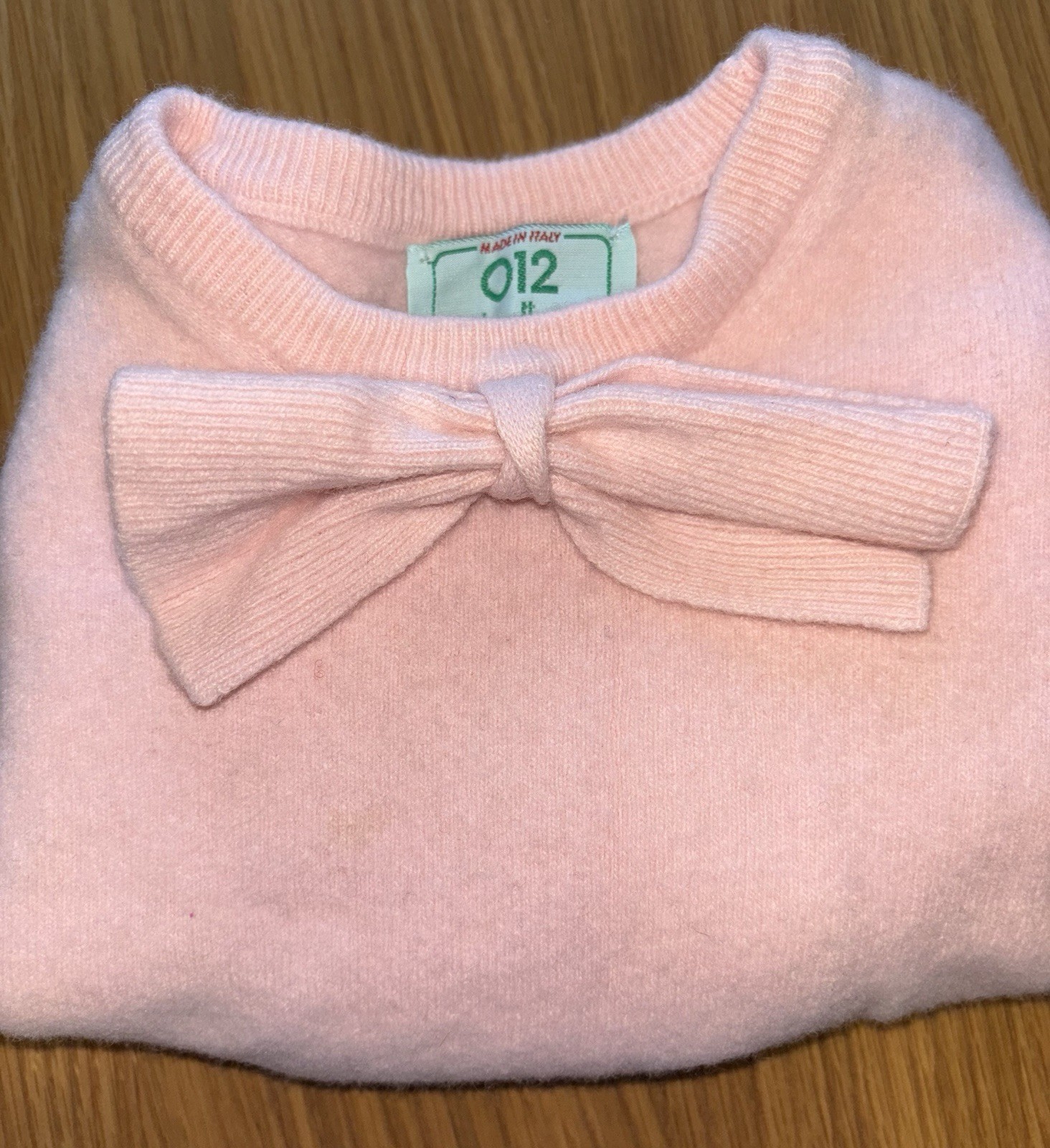 Very RARE: Girls 80s Pink Benetton Sweater. Made In Italy: Lambs Wool & Angora