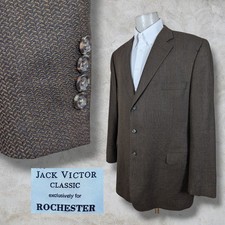 Jack Victor Blazer Sport Coat Mens 50l Brown Tweed Wool 3 Button Front