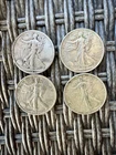Lot of 4 Walking Liberty Half Dollars 1942-1946 90% Silver US Coins Diff Mints