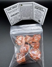 Chessex 38022 Hidden Wonders Borealis Rose Gold white Polyhedral 7 Dice Set GITD