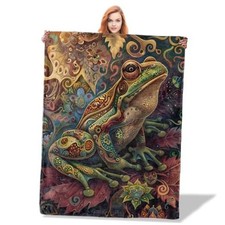 Vibrant Frog Throw Blanket Artistic Wildlife Theme Blankets 50"x60" Color301