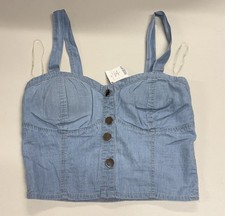NWT Chambray Denim Bustier Corset Top Y2K Summer Festival Concert Country L