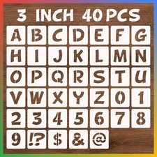 Letter Number Stencils 3 Inch 40 Pcs Reusable Plastic For Wood Wall Fabric DIY