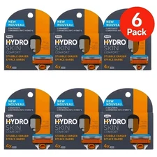 6 Schick Hydro Skin Comfort Stubble Eraser Razor Refills 24 Cartridges (6 PACK)