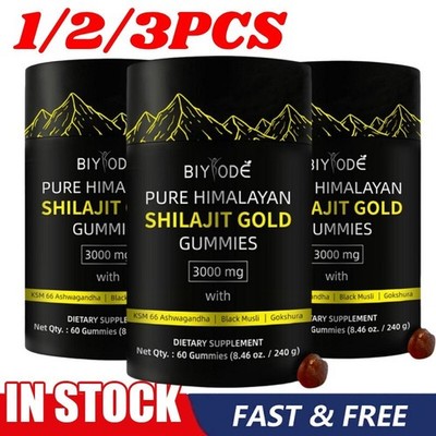 1/2/3X Pure Himalayan Shilajit Gold Gummies  60 Gummies