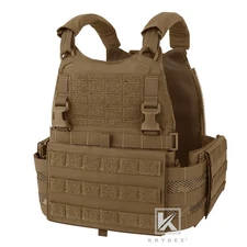 KRYDEX Tactical SCARAB Plate Carrier Heavy Duty Vest Coyote w Side Plates Pocket