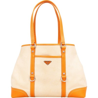 Prada Canvas and Leather Triangle Shoulder Bag Tasche