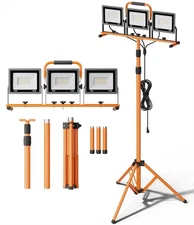 21000 Lumen LED Work Light - Adjustable Tripod, 16FT Cord, Waterproof, 3 Heads