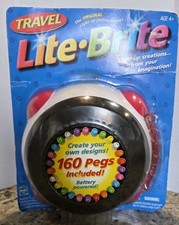 NEW Hasbro Red  White Travel Lite Brite 2002 W/Storage Drawer  160 Pegs VTG