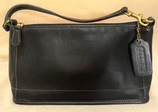 COACH 9311 Demi Bleeker Bag Black Leather  Purse Baguette USA Made Top Zip Vtg