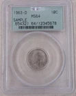 1963-D Roosevelt Silver Dime PCGS MS 64 US Mint 10C Coin Sample OGH Slab