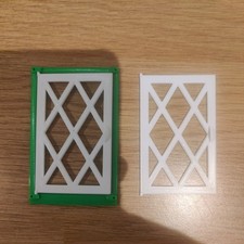 Not Hobbies Dolls House 2 Windows One green frame  Lattice White Opening Thin