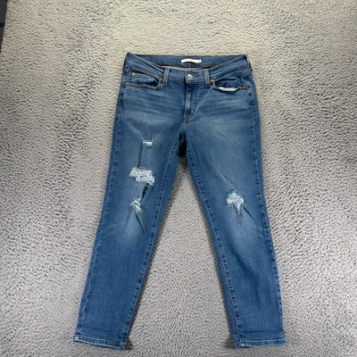 Levi's Jeans Mens 29x27 Blue Cotton Denim Boyfriend Faded Workwear Distressed