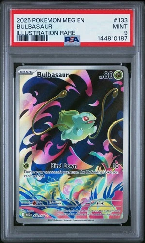 144810187 Bulbasaur 2025 Pokemon Mega Evolution #133/132 Illustration Rare PSA 9