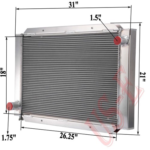 209000 4-Row Aluminum Airboat Radiator 31''W x 21''H High Performance ...