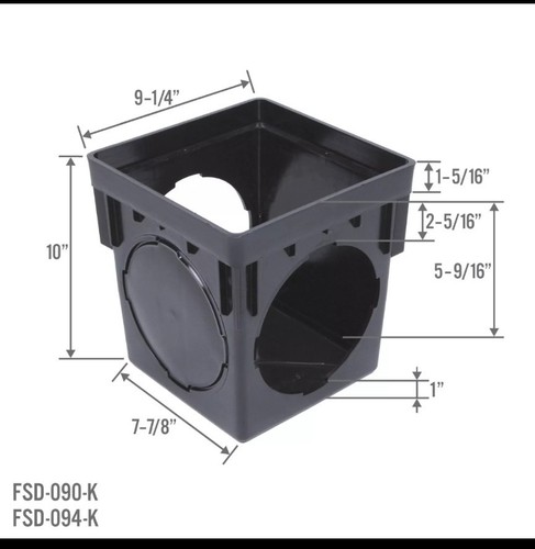 Storm Drain FSD-090-K 9" Square Catch Basin Kit Drain Box with Green Grate - Picture 6 of 7