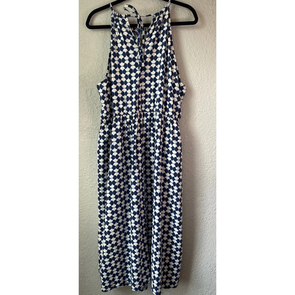 Maxi Vestido Para Mujer Ava & Viv 2X Azul Marino Sin Mangas Cuello Halter Estampado Geométrico Foto 4 de 4