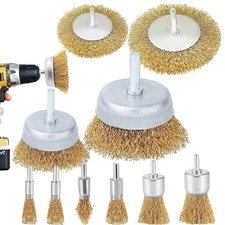 3/10pcs Wire Brush Wheel Cup Brush Set Steel Coarse Crimped Drill Attachment