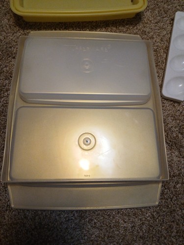 Vintage Tupperware Teufel Eierträger Tablett Aufbewahrung Behälter #723-2 mit Deckel & Tablett - Bild 6 von 7
