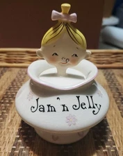 Vintage 1950s Holt Howard Style Pixieware Jam N Jelly Jar Lipper Mann