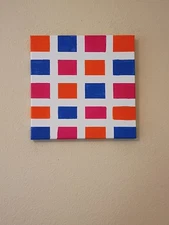 Abstract Art On Stretched Canvas Original Acrylic Painting Wall Decor 12x12"