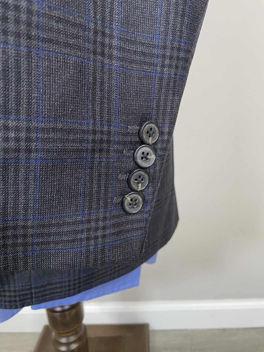 Bespoke VBC 42R Gray Blue Black Glen Plaid Full Canvas sport coat Jacket Blazer View 3
