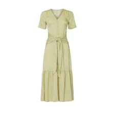 Love, Whit by Whitney Port Citron Dot Tie Waist Dress Size Small