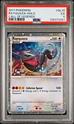 PSA 5 2011 Pokemon Call of Legends SHINY Rayquaza Holo Foil Rare SL10