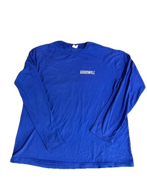 Vintage Goodwill Shirt XL Blue Thrift Employee Staff Long Sleeve