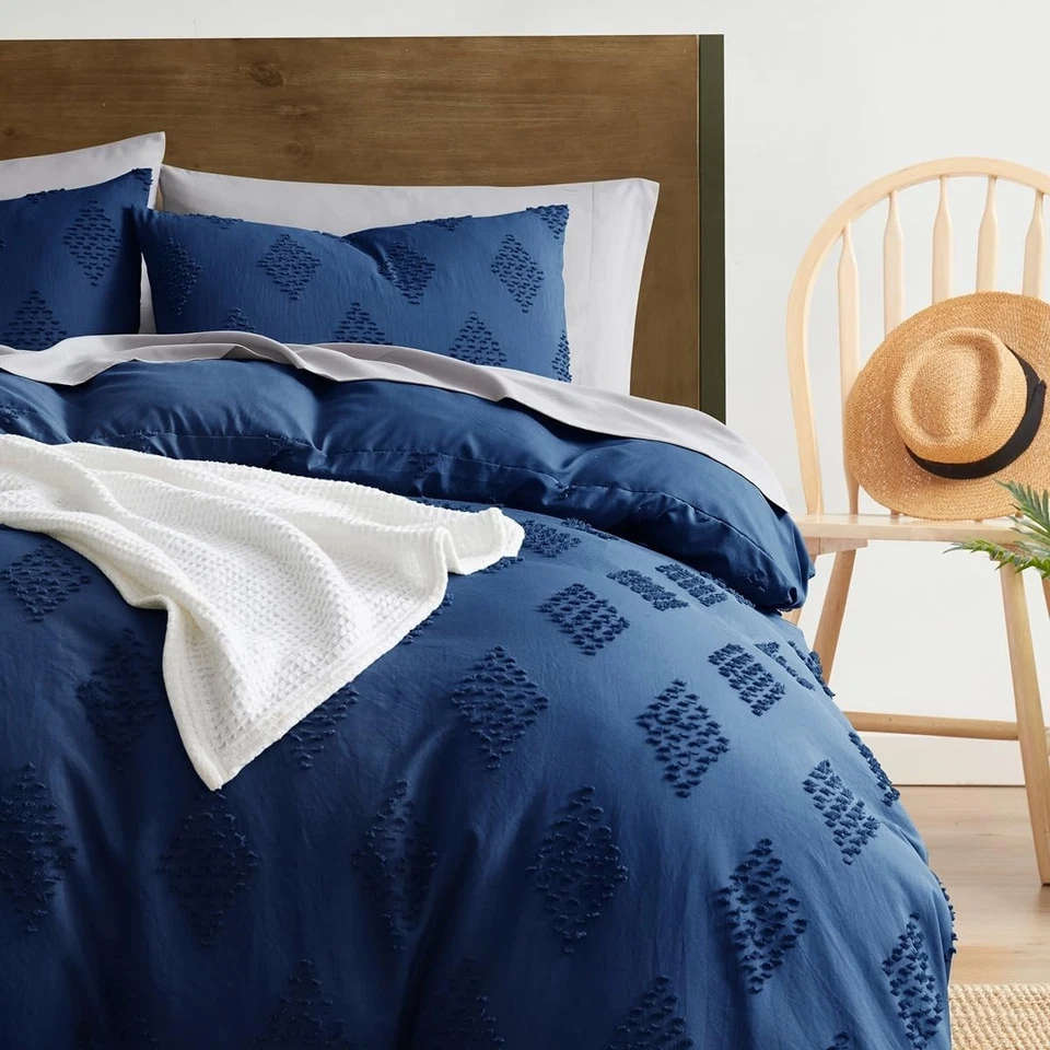 Juego de funda nórdica con patrón de Paragon acolchado Nymbus, ropa de cama boho de 4 piezas con inserción Foto 2 de 4