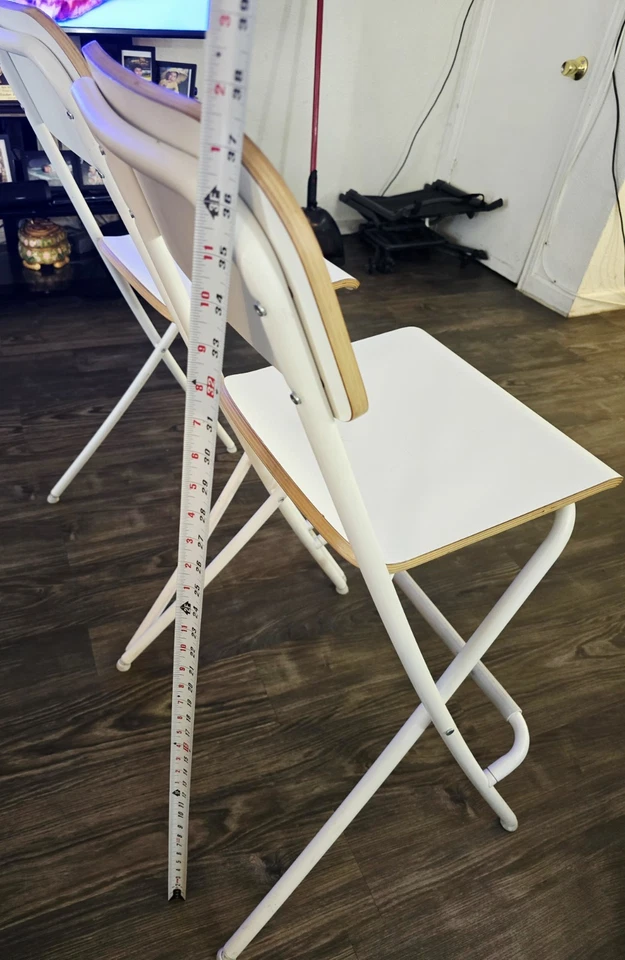 Ikea Franklin White Stool Bar With Backrest  Pair Measurements On Pictures - Image 3 of 4
