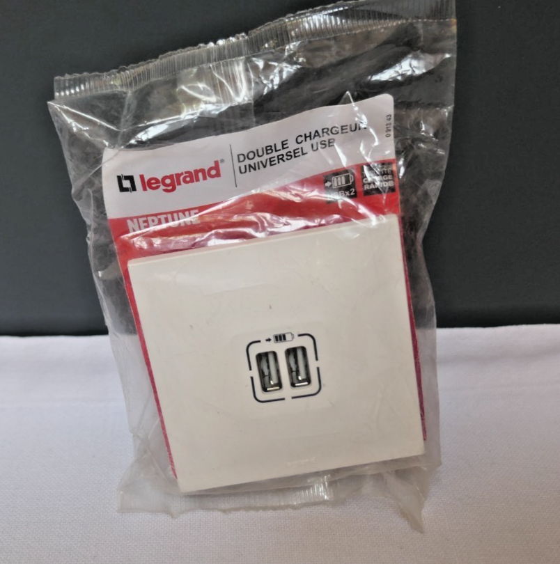 LEGRAND prise double USB Neptune Type-A 3A 15W blanc 091343