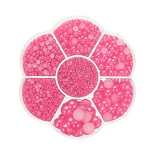 5645Pcs Pearls Beads for Crafting, 7 Sizes Beads, Rose Red