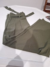 Madewell Pleated Waist with Tie Belt Women's Pants Size 6  Dark Green