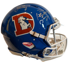 John Elway/Peyton Manning Autographed Broncos Pro Throwback Helmet Fanatics COA
