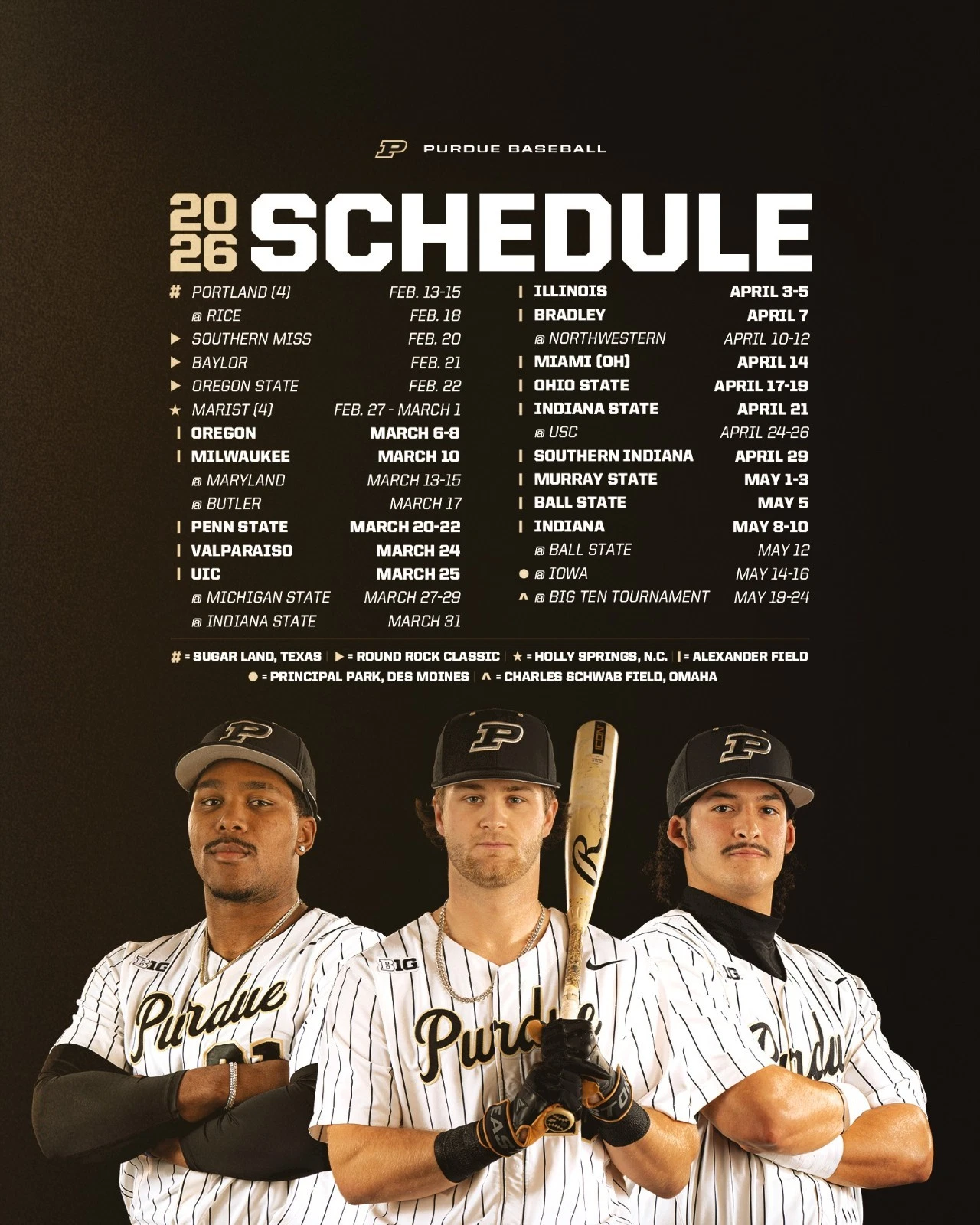 Purdue Boilermakers Baseball 2026 NCAA Schedule Poster