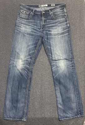 BKE Tyler Bootleg Jeans 36x34 Medium Faded Distressed Wash Flap Pockets