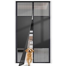 Magnetic Screen Door with Privacy Protection, Thick PET Mesh Screen Fit for D...