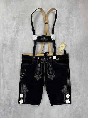 Stockerpoint Leather Shorts Black Leader Bermuda Lederhose Deutschland Size 58