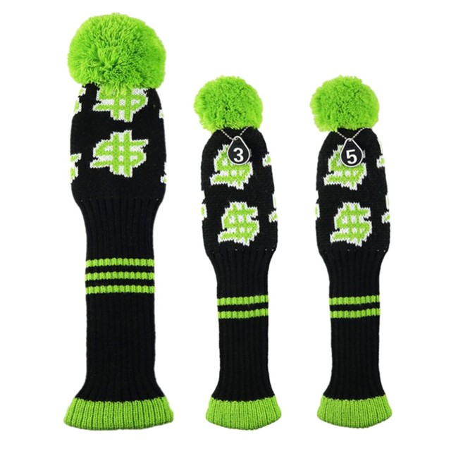 3 Pack Golf Club Headcover Pom Pom Driver Fairway Head Covers Knitted