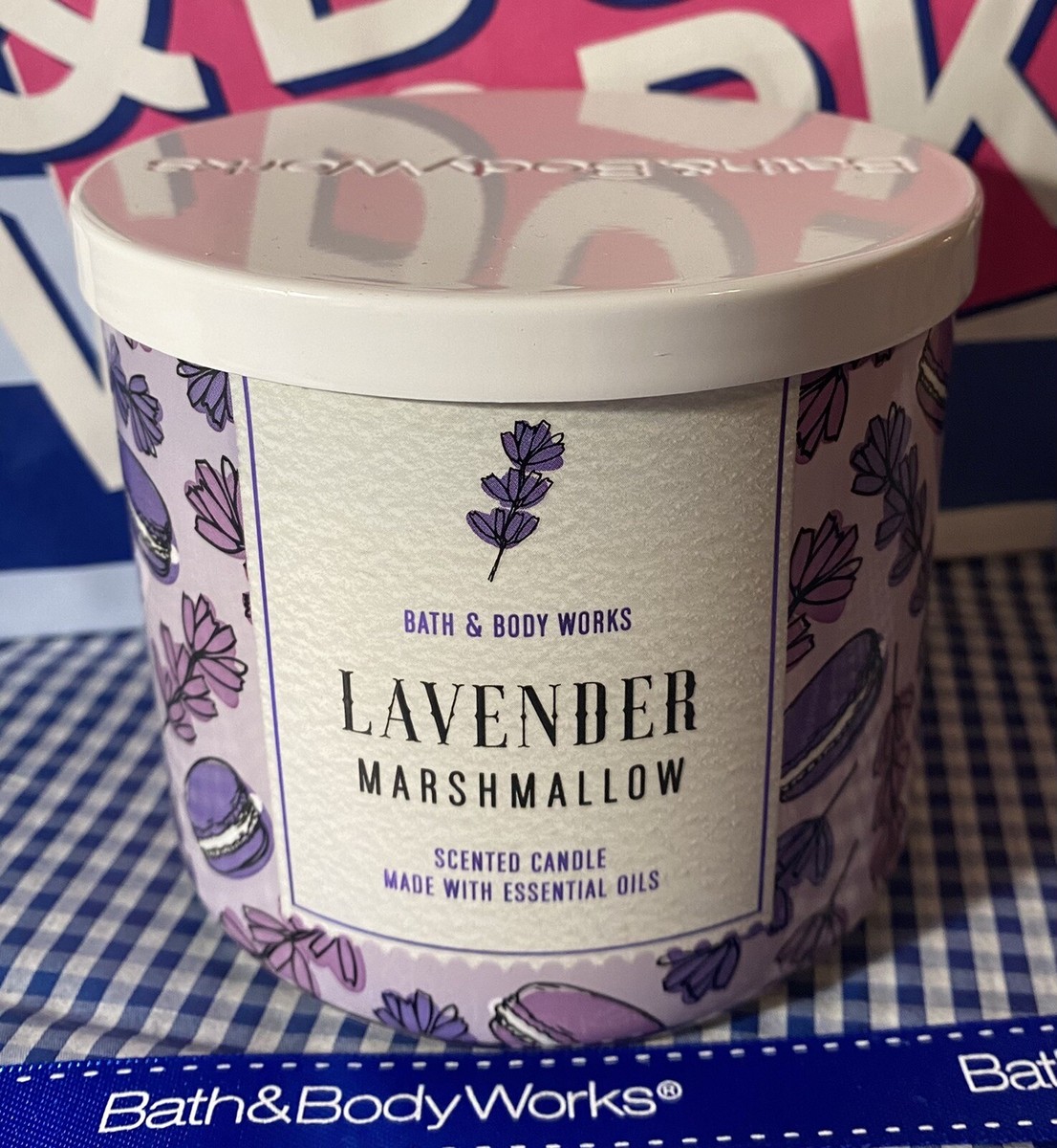 bath and bodyworks ラベンダーマシュマロなど3点 Bath Body Works LAVENDER MARSHMALLOW 3 Wick Candle BEAUTIFUL