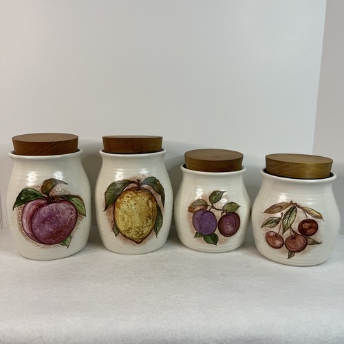 Vintage Keramik Obst Keksdose Kanister Küche Aufbewahrung Hyalyn MCM 4er Set - Bild 4 von 24