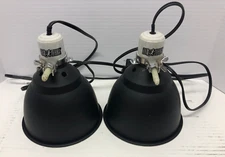 Set of 2 Exo Terra Black Exterior Dome Lights Silver Interior 7" Diameter