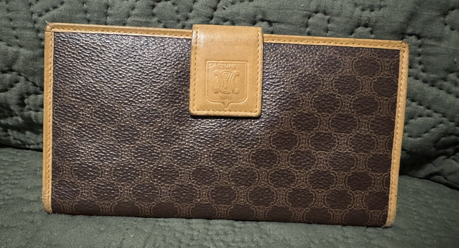 Authentic Celine Vintage Macadam  Checkbook Walle… - image 1